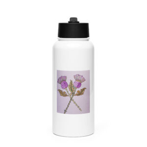 Stainless steel water bottle with a straw lid